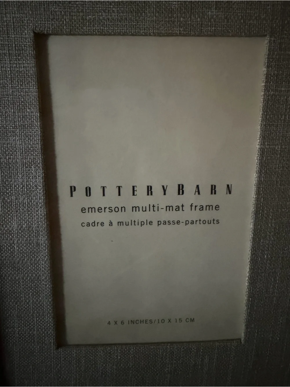 Pottery Barn Dark Brown Frame with Grey Cream Linen Mat
